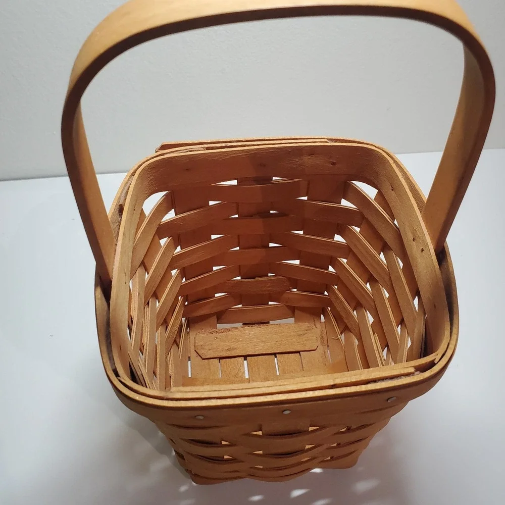 Longaberger tall narrow basket with handle 1996 - see description for dimensions